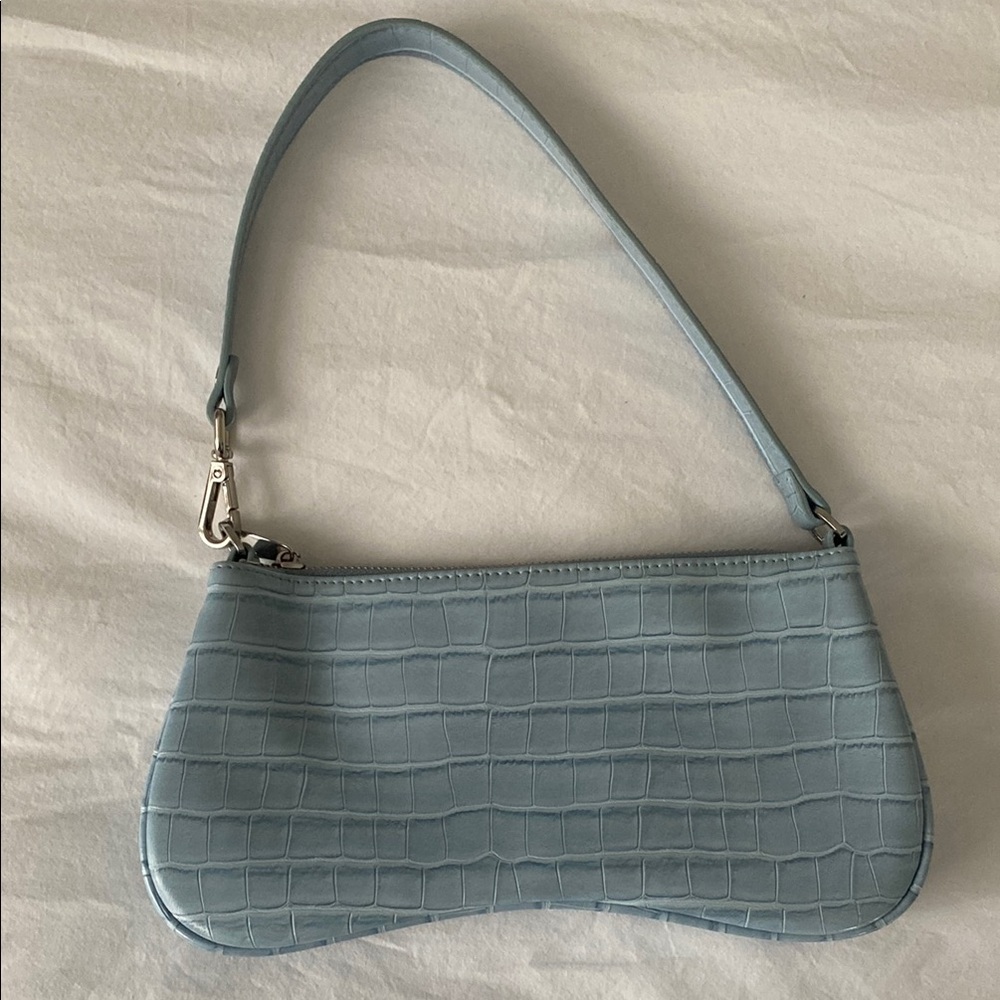 Elegant Blue Crocodile-Embossed Women's Bag